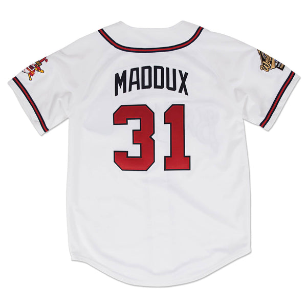 [AJY1GS18404-ABRWHIT95GMA] Mens Mitchell & Ness MLB Home Jersey Atlanta Braves 95 Greg Maddux
