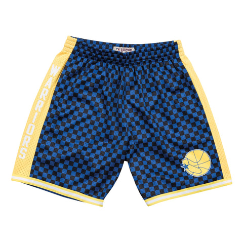 Mens Mitchell & Ness NBA Checked Swingman Shorts Golden State Warriors Blue