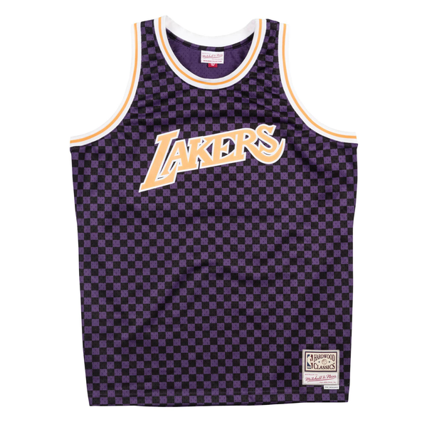 Mens Mitchell & Ness NBA Checked Swingman Jersey LA Lakers