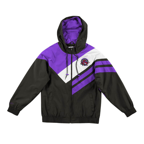 [FLZPMG18043-TRABLCK] Mens Mitchell & Ness NBA Asymmetrical Blocked Jacket Toronto Raptors