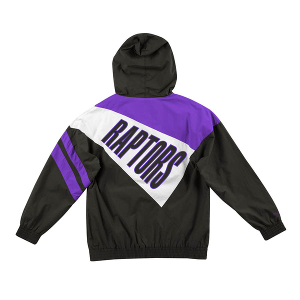 [FLZPMG18043-TRABLCK] Mens Mitchell & Ness NBA Asymmetrical Blocked Jacket Toronto Raptors