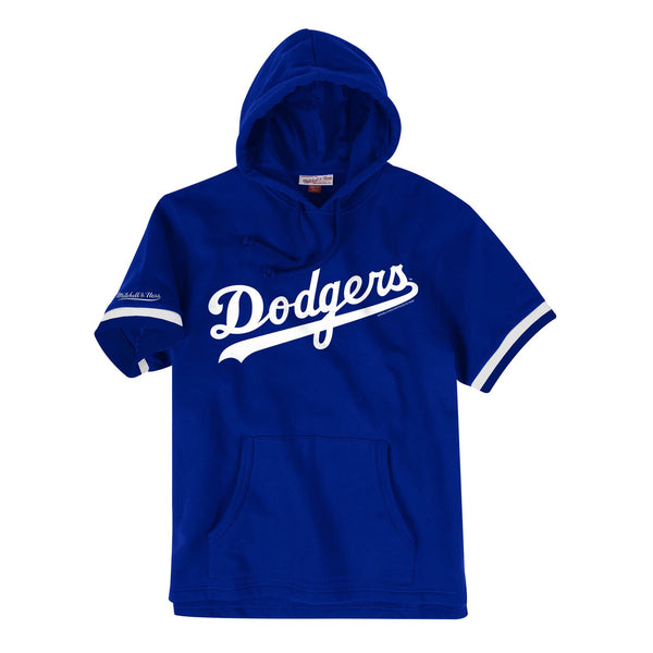 Mens Mitchell & Ness MLB French Terry Short Sleeve Hoodie LA Dodgers