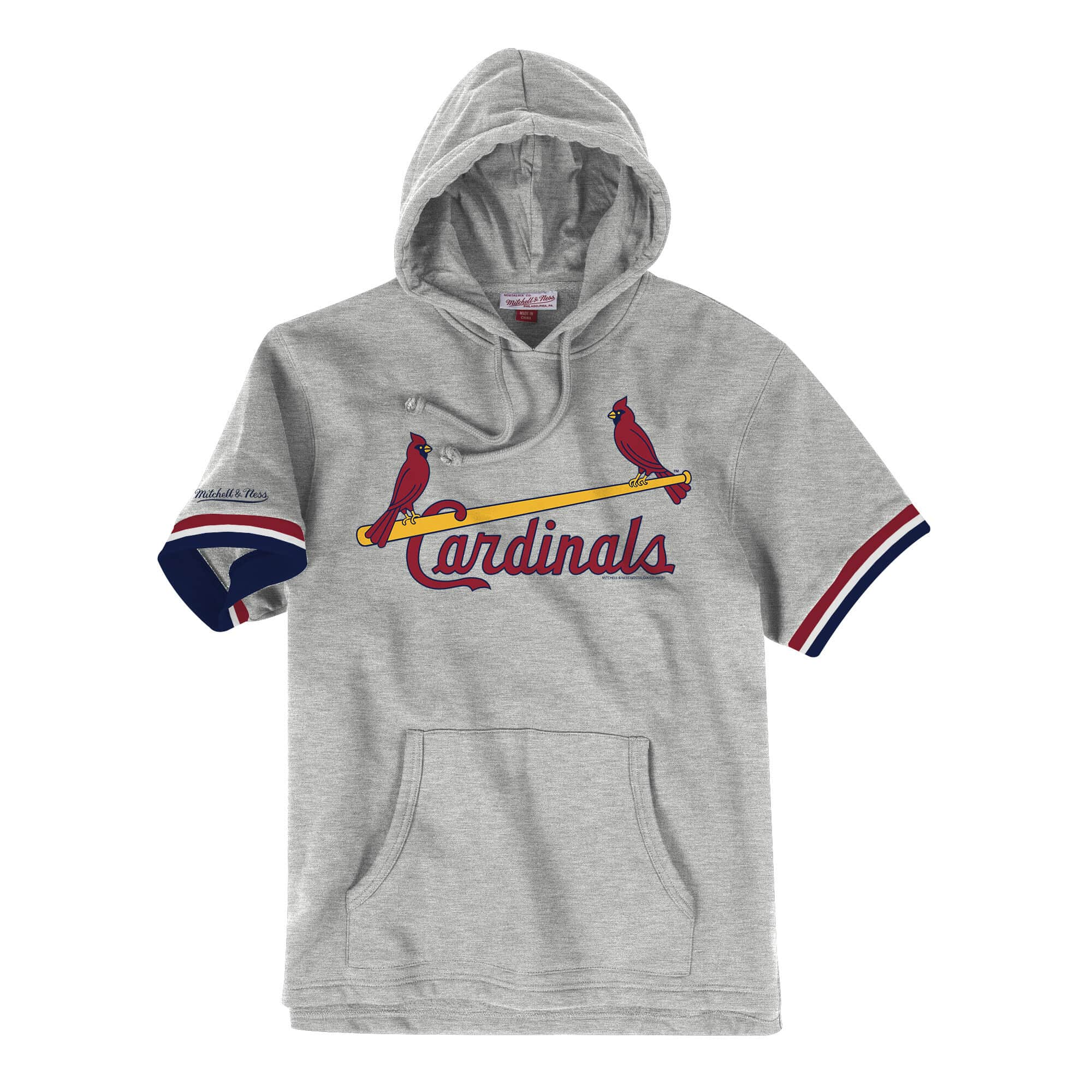 Mens Mitchell & Ness MLB French Terry Short Sleeve Hoodie St Louis Cardinals