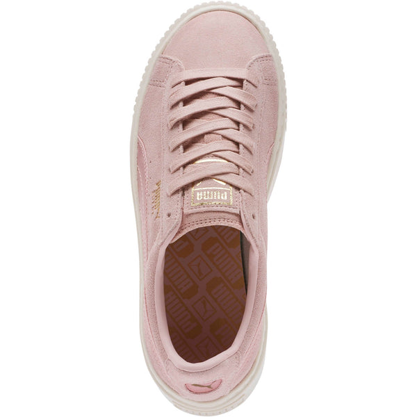 [365828-03] Womens Suede Platform Mono Satin