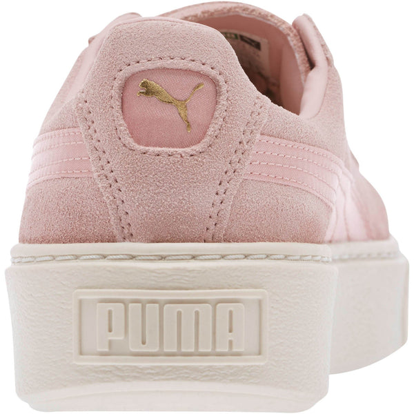 [365828-03] Womens Suede Platform Mono Satin