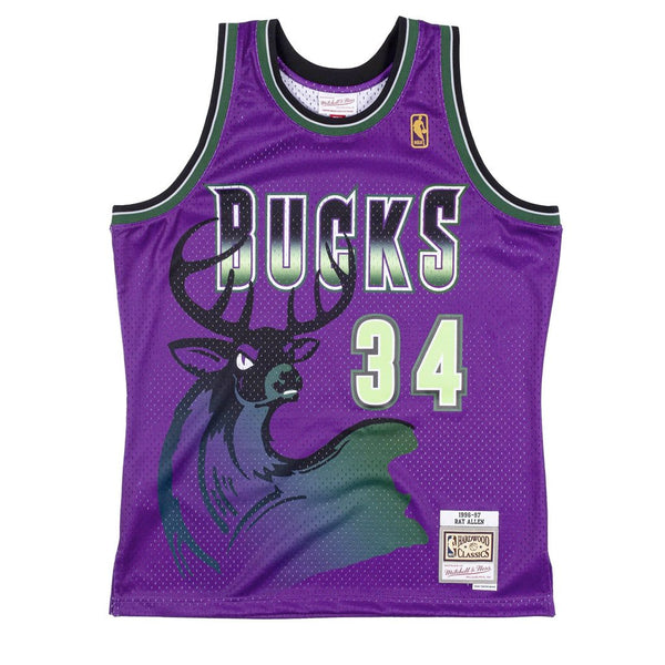 Mens Mitchell & Ness NBA Reload Swingman Jersey Bucks 1996 Ray Allen