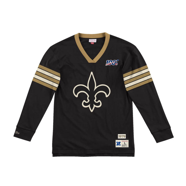 [LNSLDF18030-NOSBLCK] Mens Mitchell & Ness NFL Team Inspired Longsleeve New Orleans Saints