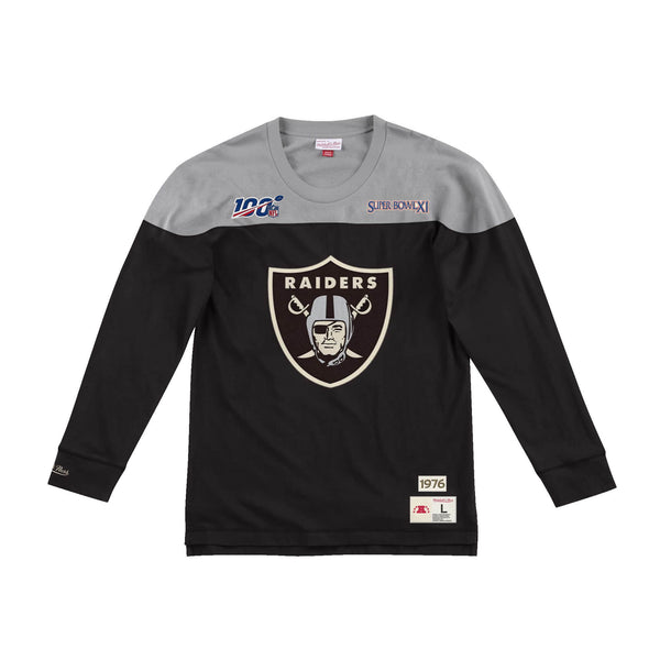 [LNSLDF18030-ORABLCK] Mens Mitchell & Ness NFL Team Inspired Longsleeve Oakland Raiders