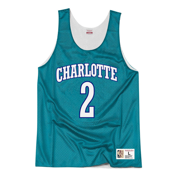 Mens Mitchell & Ness NBA Reversible Mesh Tank Charlotte Hornets 92 Larry Johnson