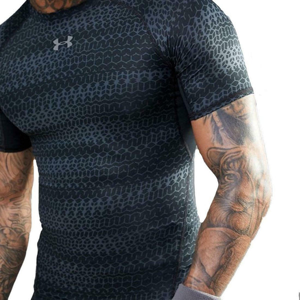 [1257477-007] Mens Under Armour HeatGear Armour Printed Short Sleeve Compression Shirt