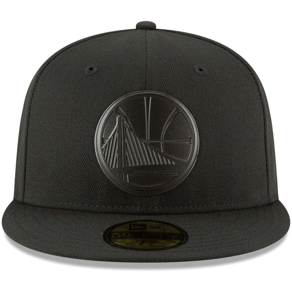 [11575589] Mens New Era NBA GS WARRIORS LOGO SLEEKED FINISH 5950 FITTED - BLACK