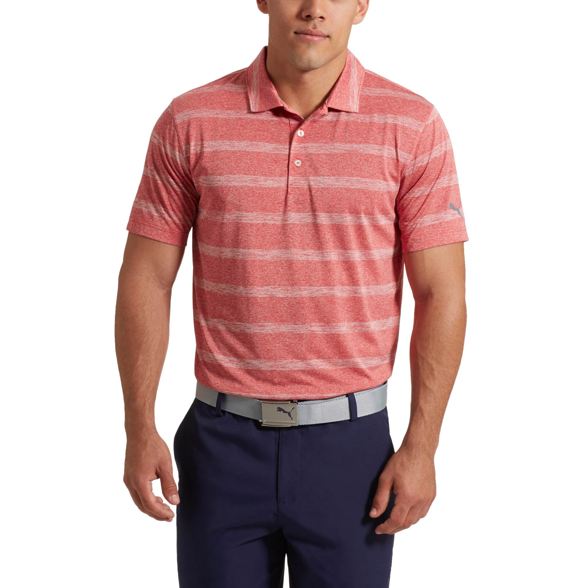 [572350-11] Mens Puma Pounce Stripe Polo Cresting